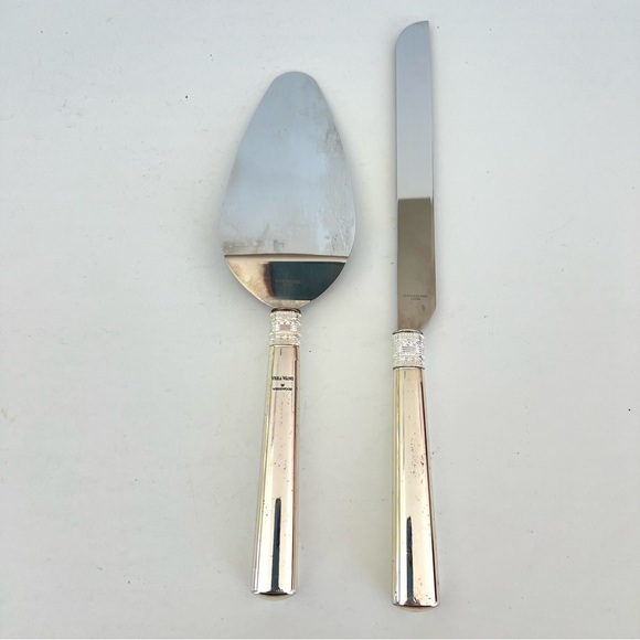 VERA WANG Wedgwood With Love 2pc Stainless Silver Sever Cake Knife Serving Set - Picture 7 of 16